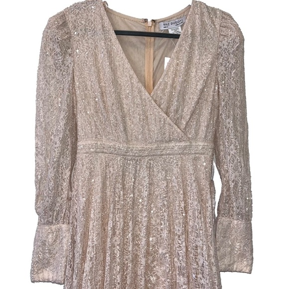 MAC DUGGAL 93679 dress gown pink size 6 formal long sleeve lace beaded NWT - Picture 7 of 16